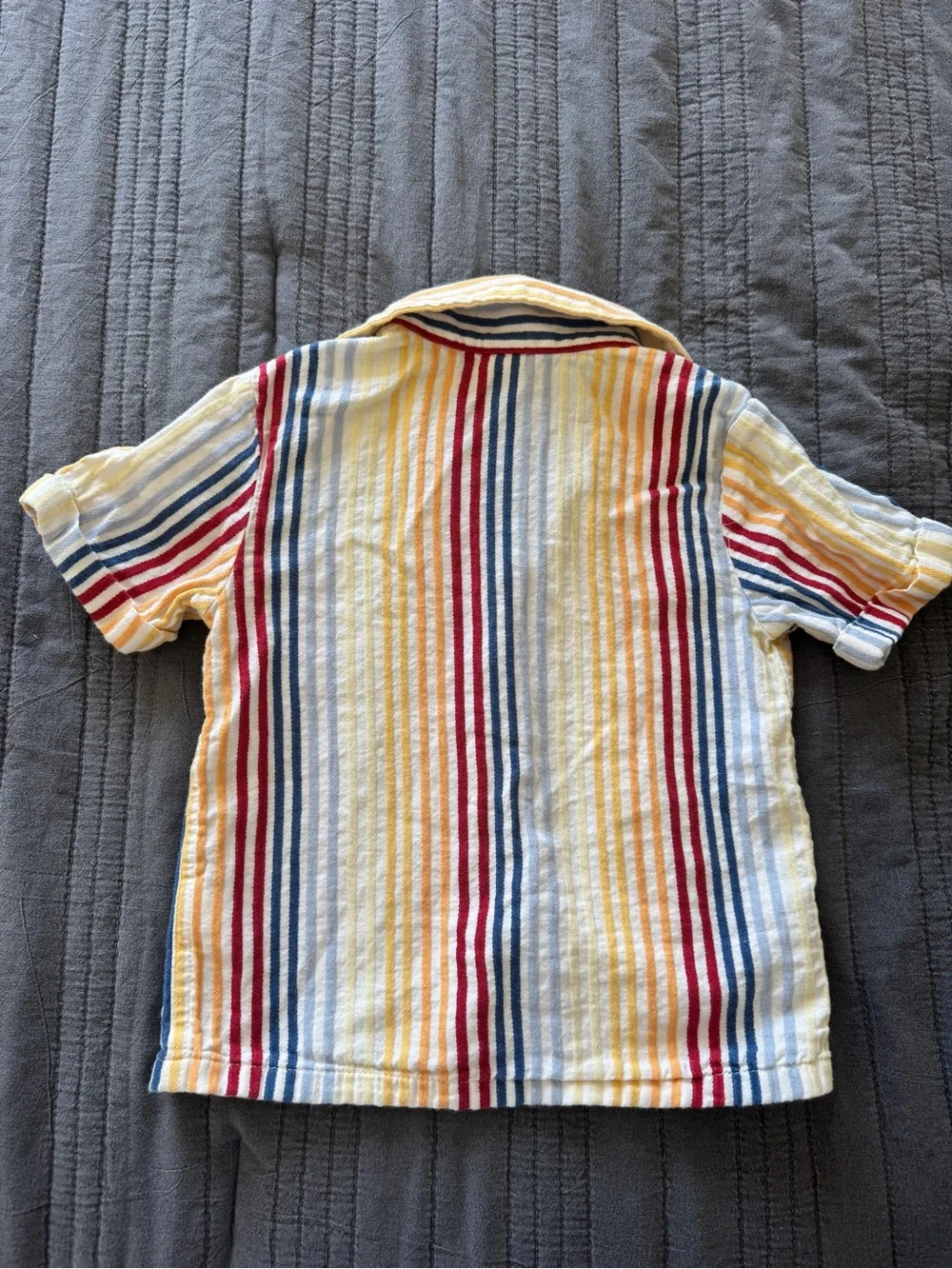 Old Navy Boys Short-Sleeve Button-Down Shirt in Yellow, Red & Blue Stripes